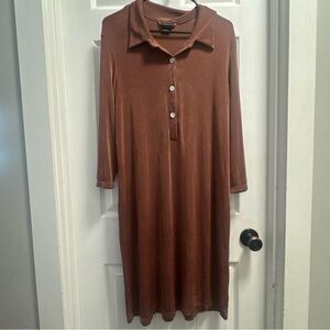 Elegant Long Sleeve Brown Dress